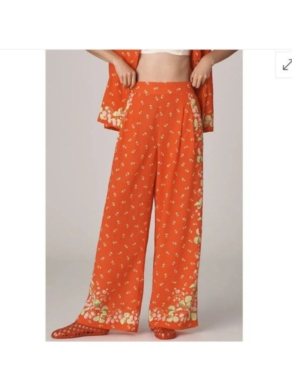 ANTHROPOLOGIE Rachel Antonoff Snyder High Rise Wide Leg Pants Floral Size 2X NEW - Picture 3 of 12